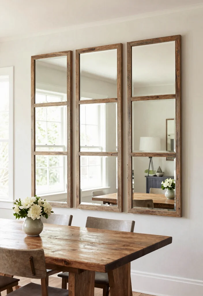 14 Farmhouse Mirror Wall Decor Ideas That Fill Big Empty Walls - 13. Mirrored Accent Walls 1