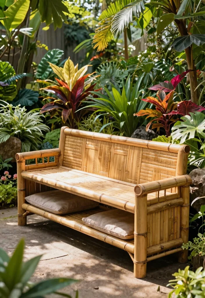 14 Outdoor Storage Bench Ideas That Keep Cushions Dry and Organized - 12. Eco-Friendly Bamboo Storage Bench 1