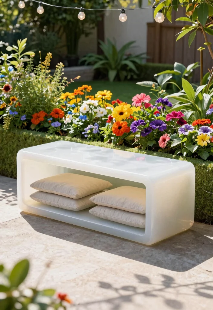 14 Outdoor Storage Bench Ideas That Keep Cushions Dry and Organized - 5. Waterproof Resin Bench for All Weather 1