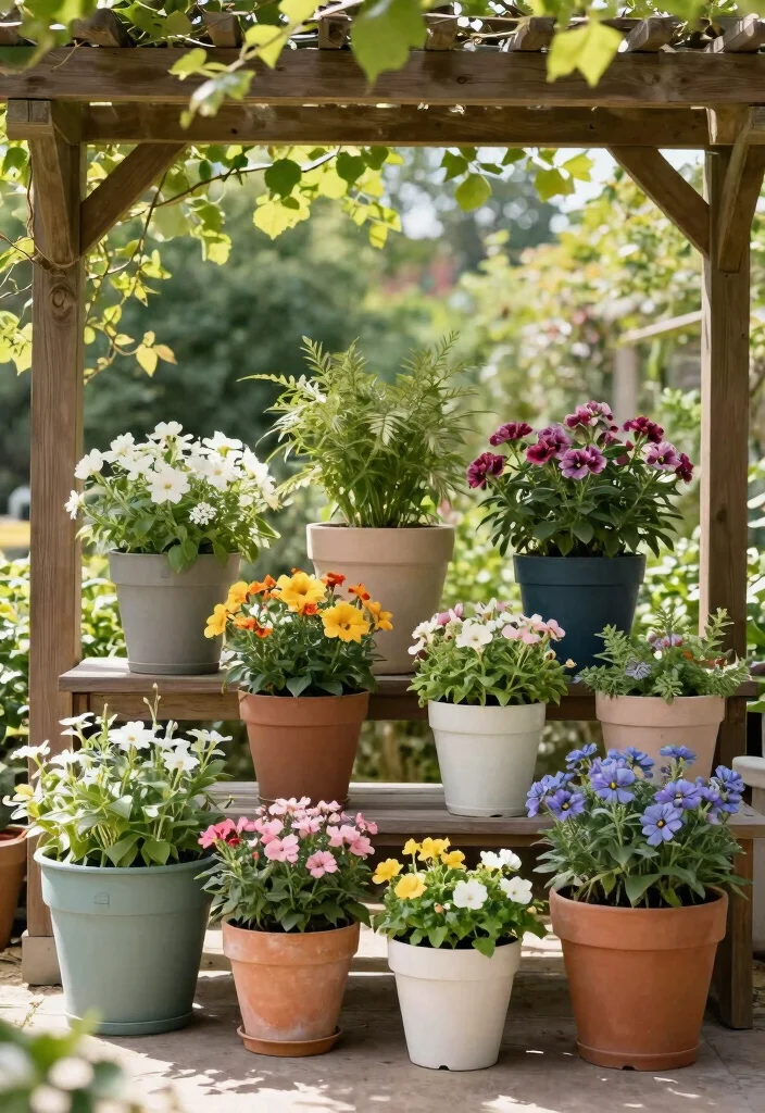 14 Pergola Decor Ideas That Add Shade Without Full Walls - 13. Portable Planters 1