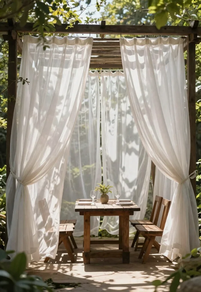 14 Pergola Decor Ideas That Add Shade Without Full Walls - 2. Cozy Outdoor Curtains 1