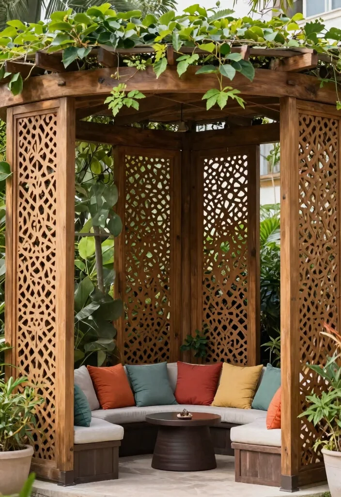 14 Pergola Decor Ideas That Add Shade Without Full Walls - 7. Decorative Screens 1