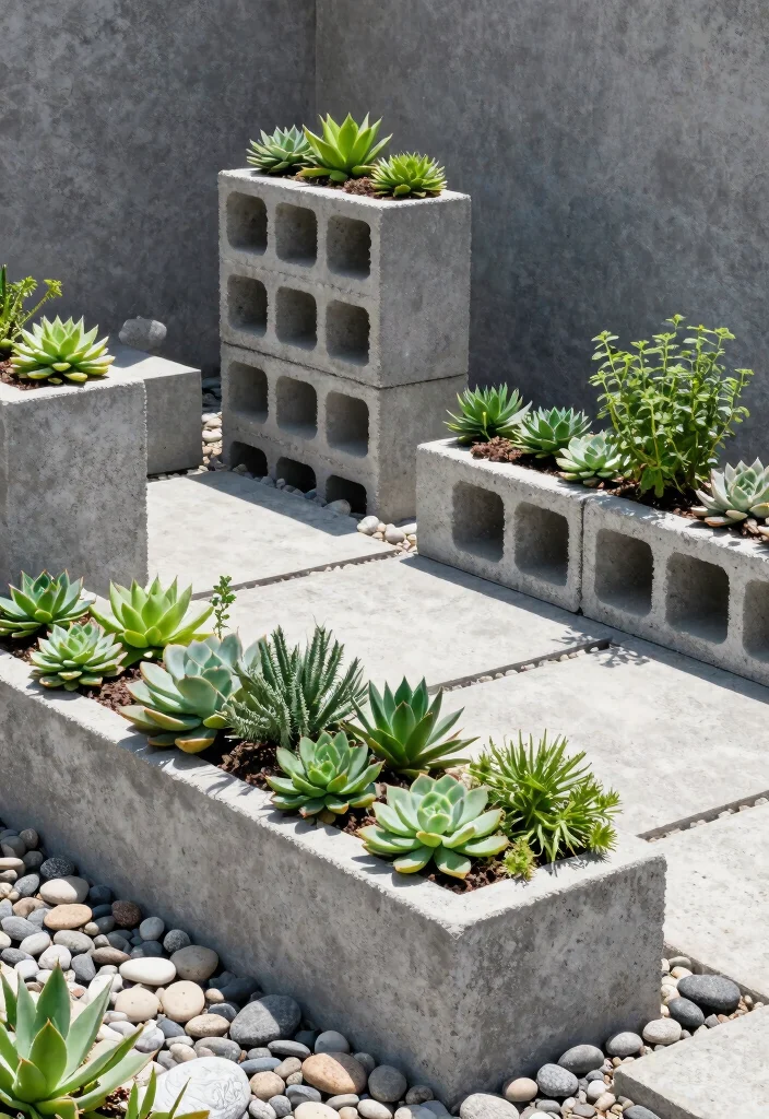 14 Planter Box Ideas on a Budget That Look High-End - 5. Concrete Block Planter 1