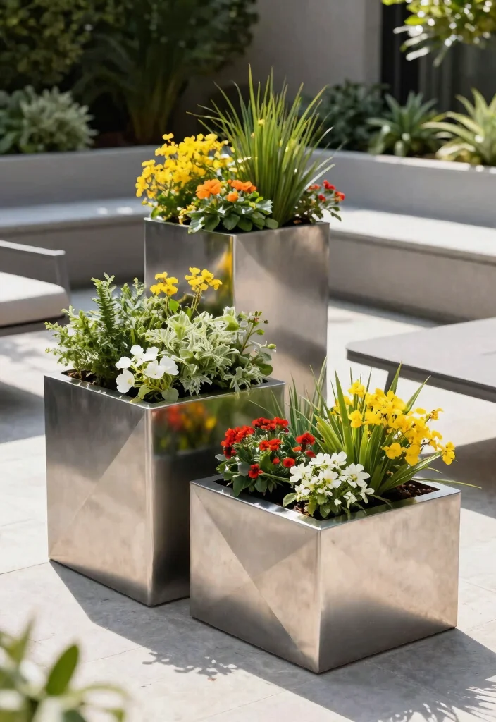 14 Planter Box Ideas on a Budget That Look High-End - 9. Minimalist Steel Planters 1
