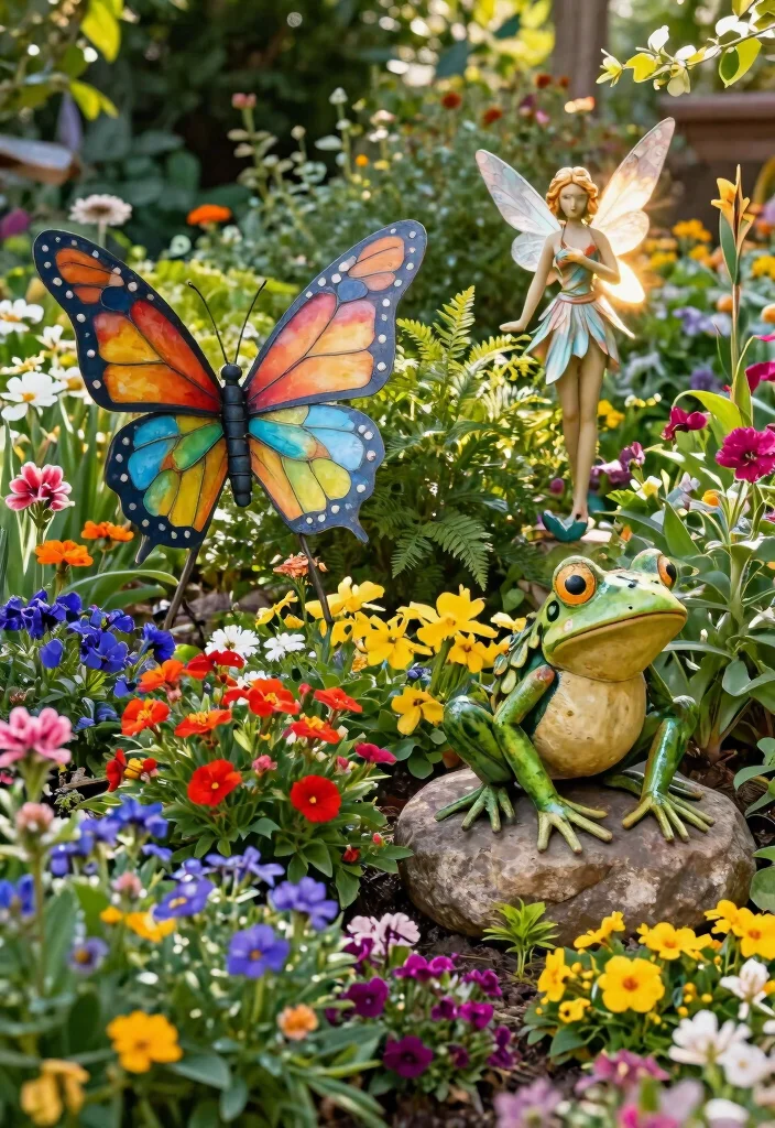 14 Sculptural Metal Patio Art That Resists Rust and Weather - 1. Whimsical Metal Garden Sculptures 1