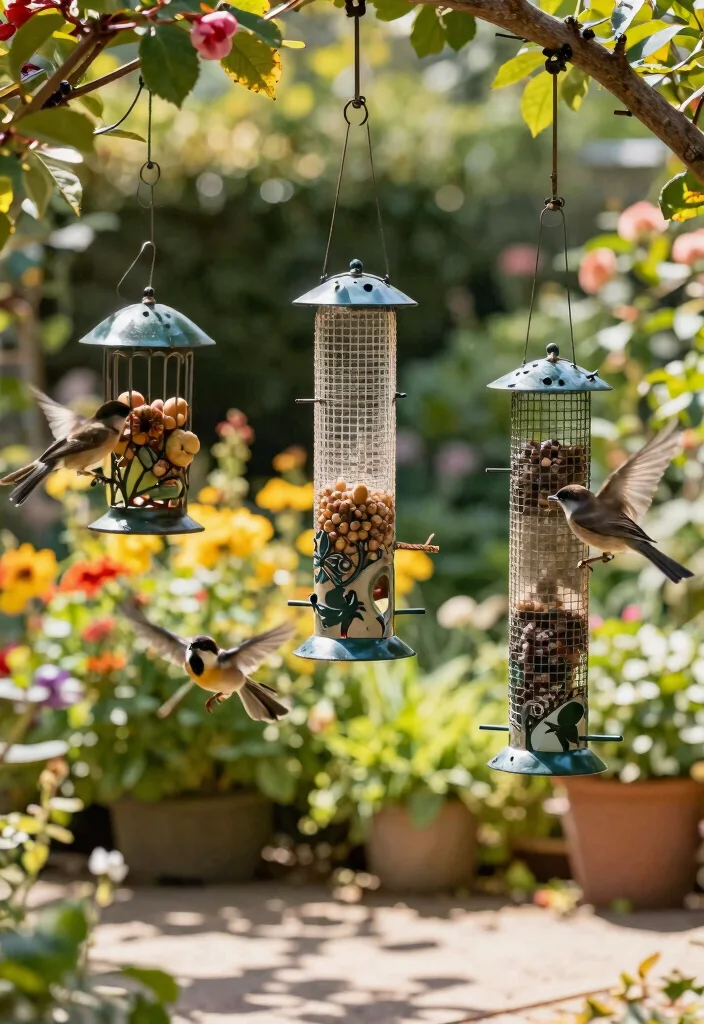 14 Sculptural Metal Patio Art That Resists Rust and Weather - 10. Artistic Bird Feeders 1