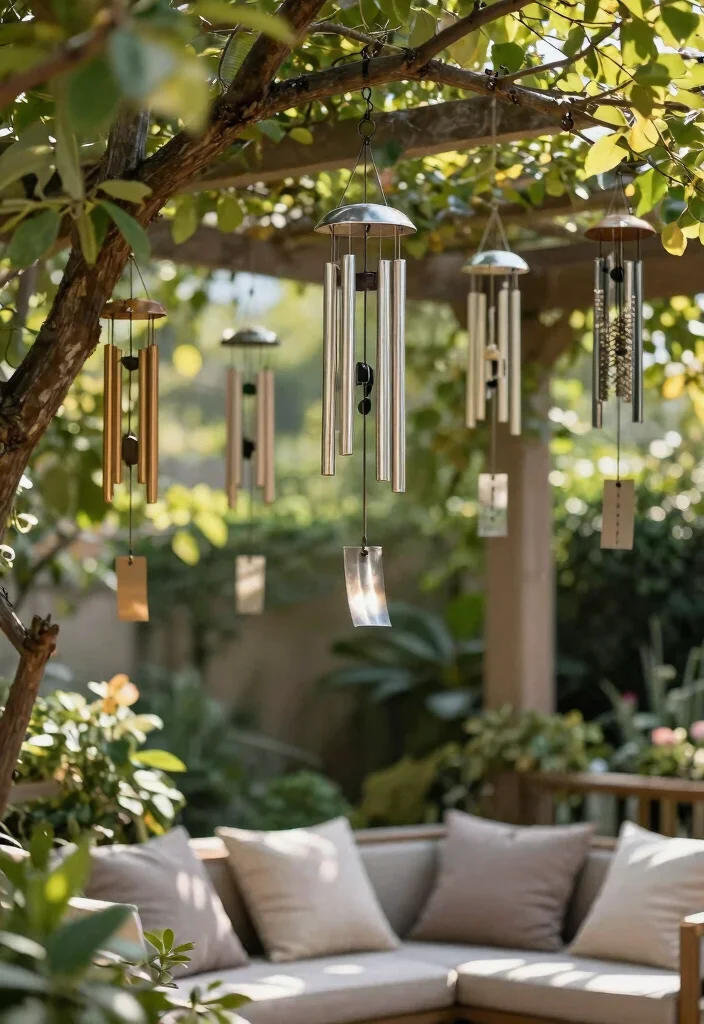 14 Sculptural Metal Patio Art That Resists Rust and Weather - 11. Stylish Wind Chimes 1
