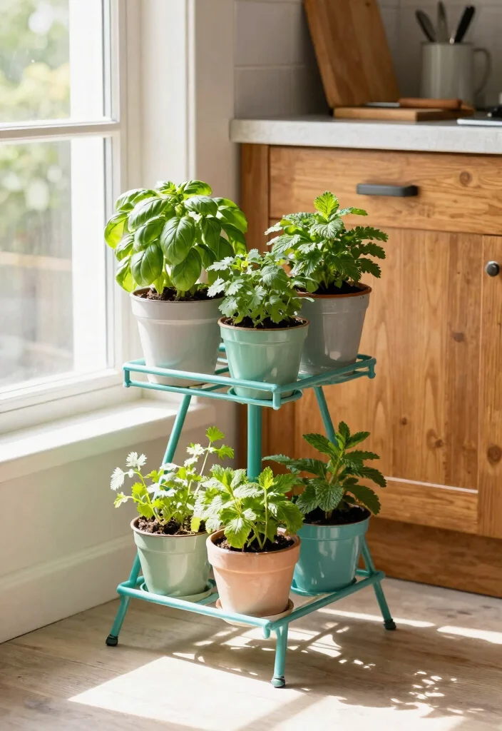14 Vintage Plant Stand Ideas That Display More in Tight Corners - 11. Vintage Folding Stand 1