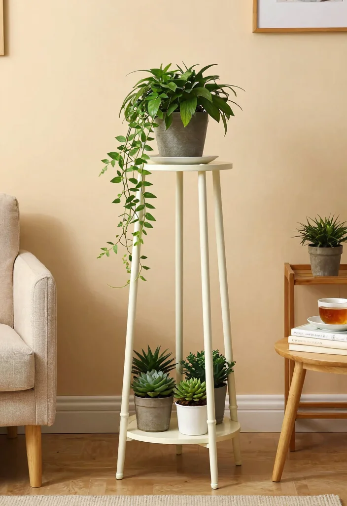 14 Vintage Plant Stand Ideas That Display More in Tight Corners - 13. Spindle Plant Stand 1