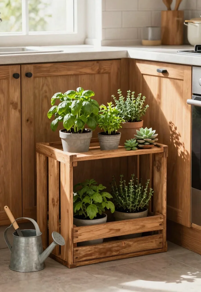 14 Vintage Plant Stand Ideas That Display More in Tight Corners - 4. Repurposed Wooden Crate Plant Stand 1