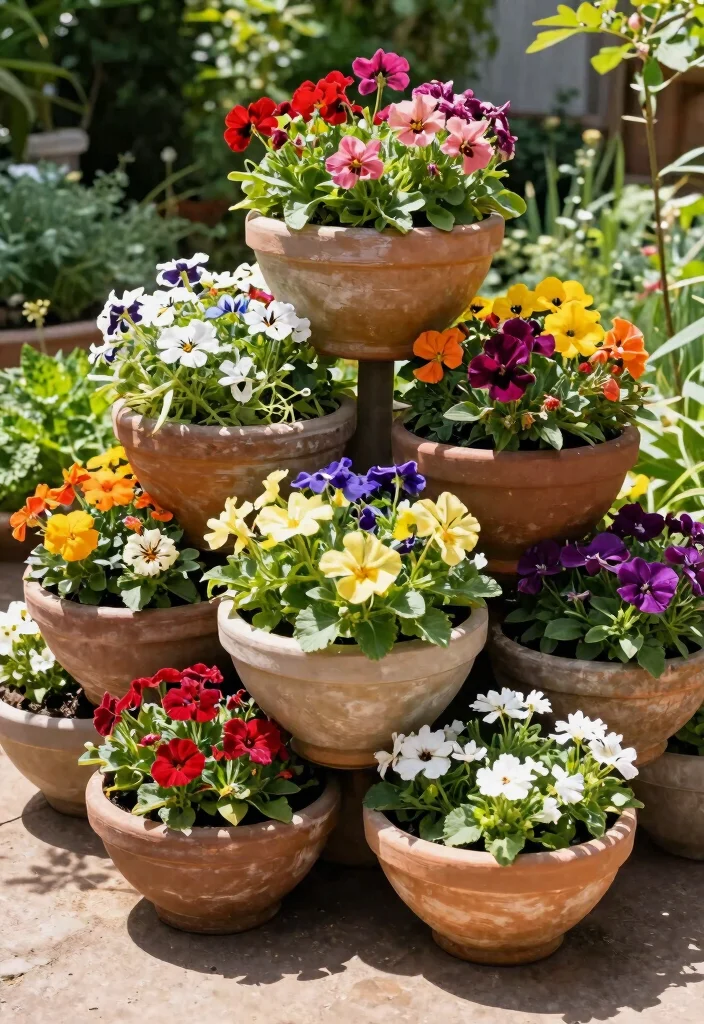 15 Dog Bowl Planter Ideas That Keep Food Off the Ground Outside - 11. Stacked Planter Bowls 1