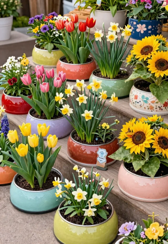15 Dog Bowl Planter Ideas That Keep Food Off the Ground Outside - 14. Seasonal Dog Bowl Displays 1