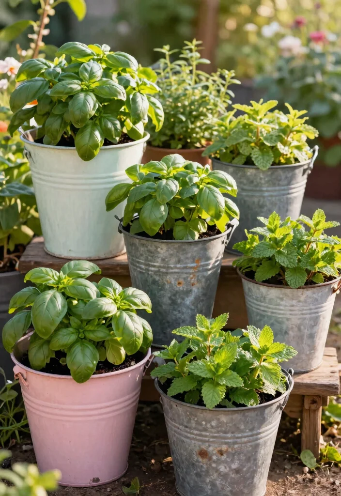 15 Dog Bowl Planter Ideas That Keep Food Off the Ground Outside - 3. Repurposed Metal Buckets 1