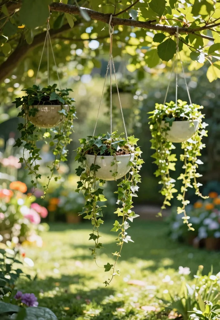 15 Dog Bowl Planter Ideas That Keep Food Off the Ground Outside - 5. Hanging Dog Bowl Planters 1