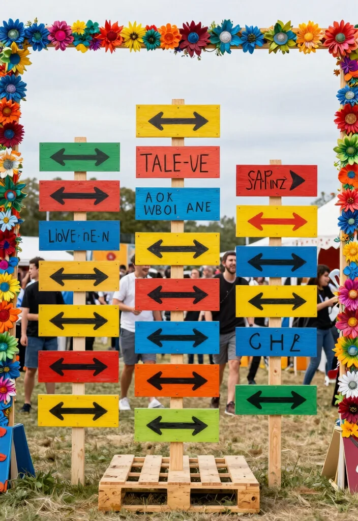 15 Festival Decorations Outdoor That Survive Wind and Rain - 13. Colorful Pallet Signage 1
