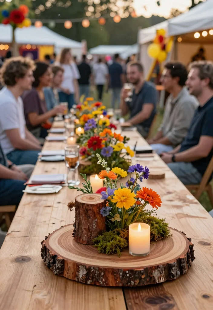 15 Festival Decorations Outdoor That Survive Wind and Rain - 6. Natural Wood Centerpieces 1