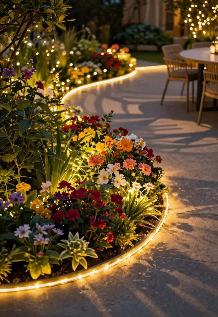 15 Festoon Lights Backyard Ideas That Hang Without Permanent Posts - 11. Light Up Garden Edges 1