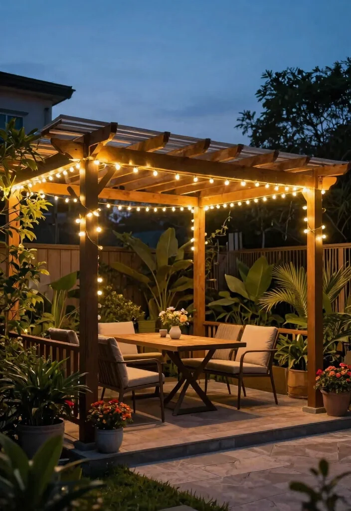 15 Festoon Lights Backyard Ideas That Hang Without Permanent Posts - 7. Light Up a DIY Pergola 1
