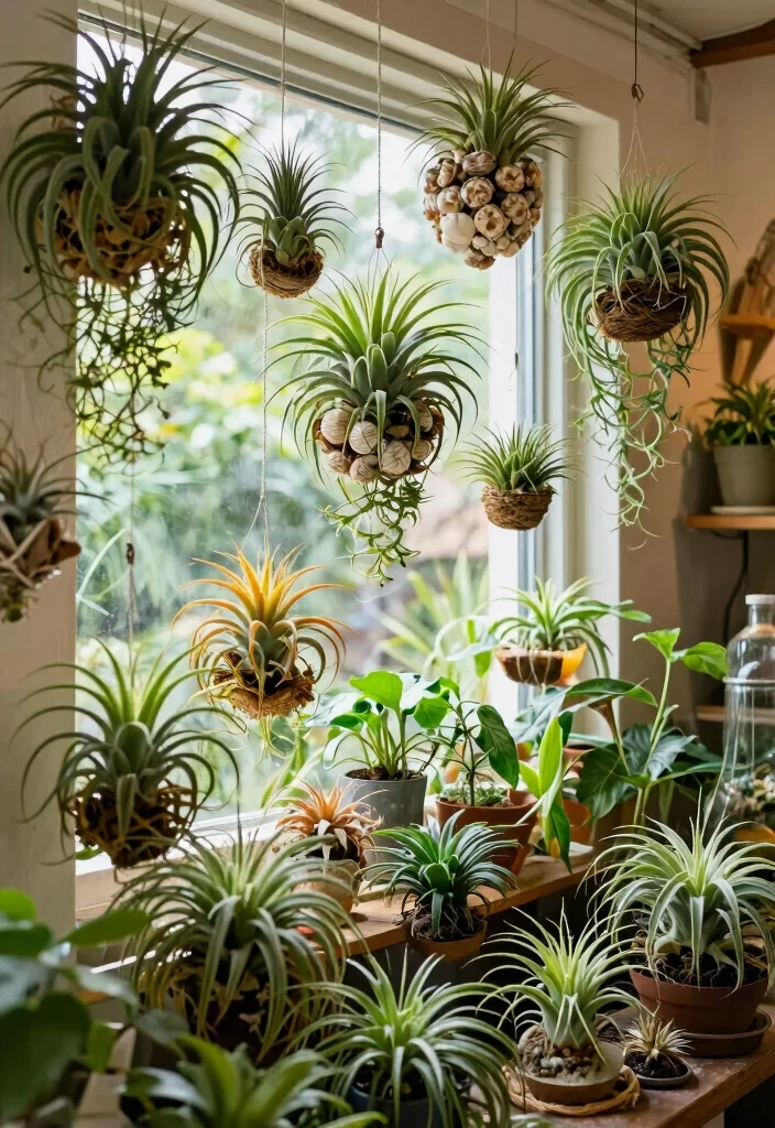 15 Hanging Ornaments From Ceiling Ideas That Don't Leave Holes - 14. Air Plant Displays 1