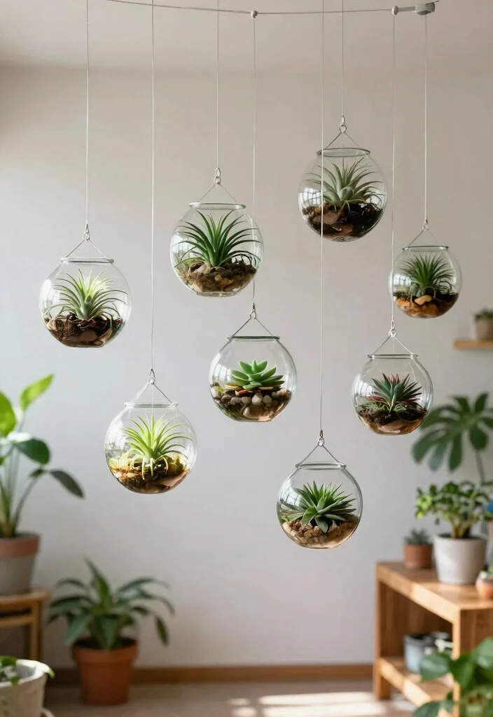 15 Hanging Ornaments From Ceiling Ideas That Don't Leave Holes - 3. DIY Hanging Terrariums 1