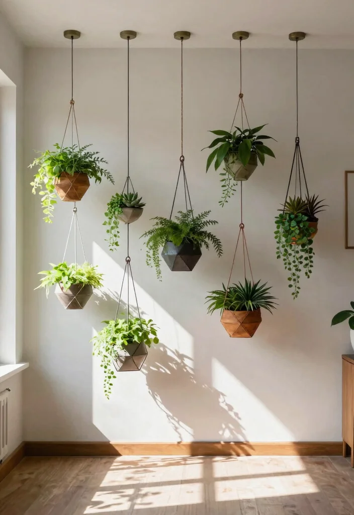 15 Hanging Ornaments From Ceiling Ideas That Don't Leave Holes - 8. Hanging Wall Planters 1
