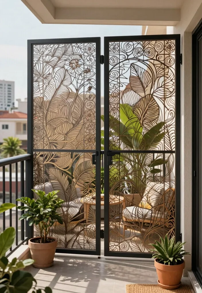 15 MS Railing Design Balcony Ideas That Meet Code and Look Modern - 13. Decorative Screen Railings 1