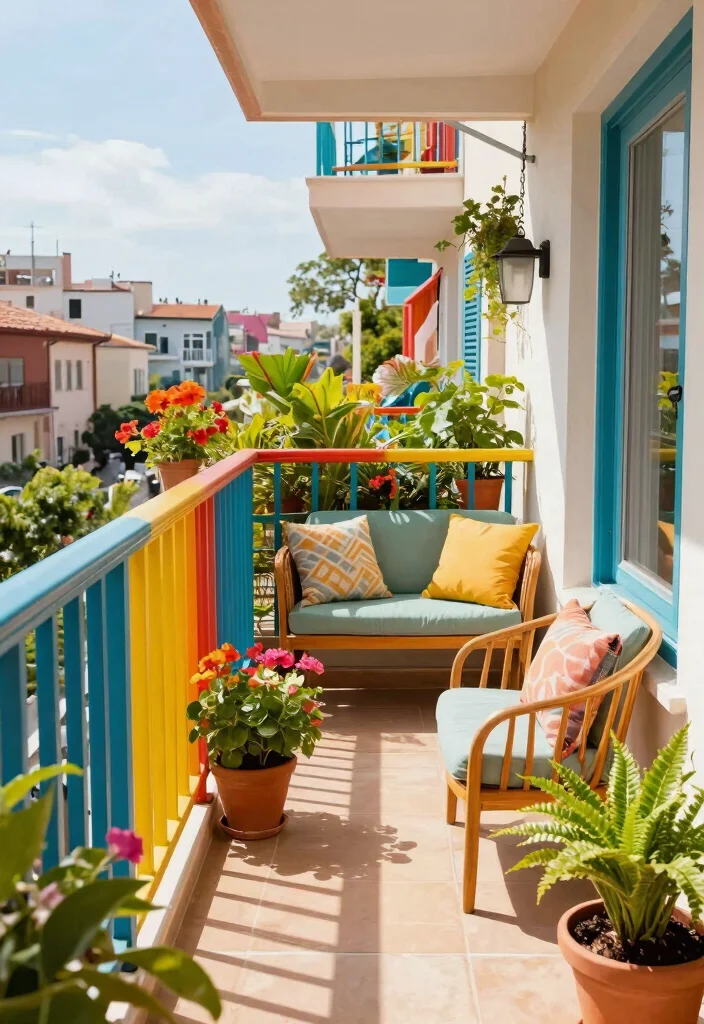 15 MS Railing Design Balcony Ideas That Meet Code and Look Modern - 15. Vibrant Color Accents in Railings 1