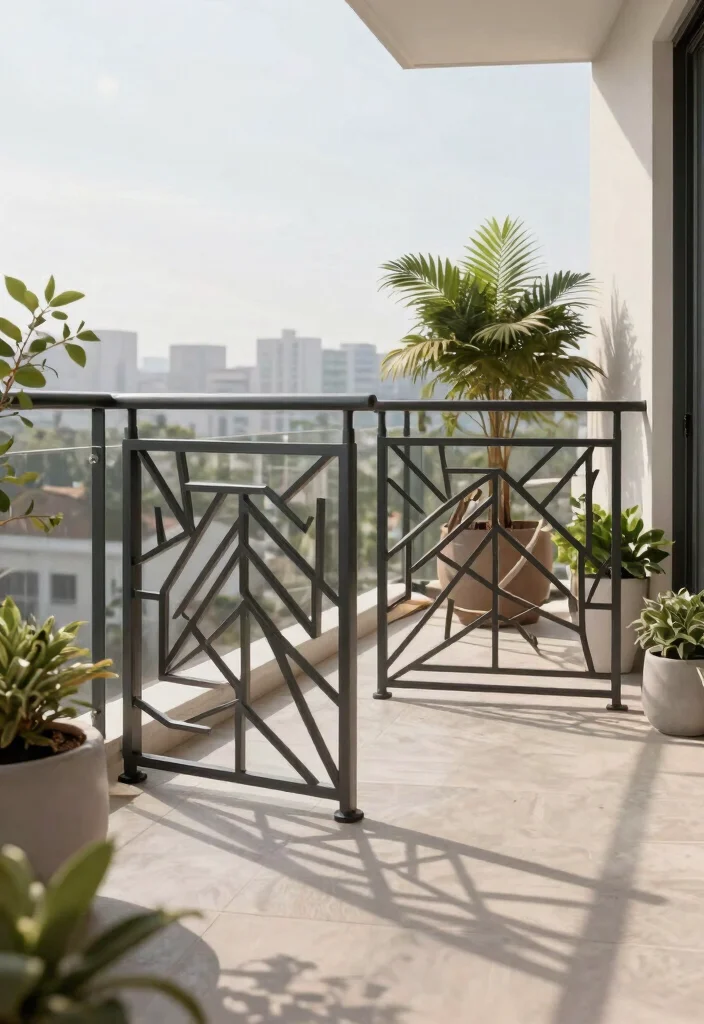 15 MS Railing Design Balcony Ideas That Meet Code and Look Modern - 7. Geometric Patterns in Railings 1