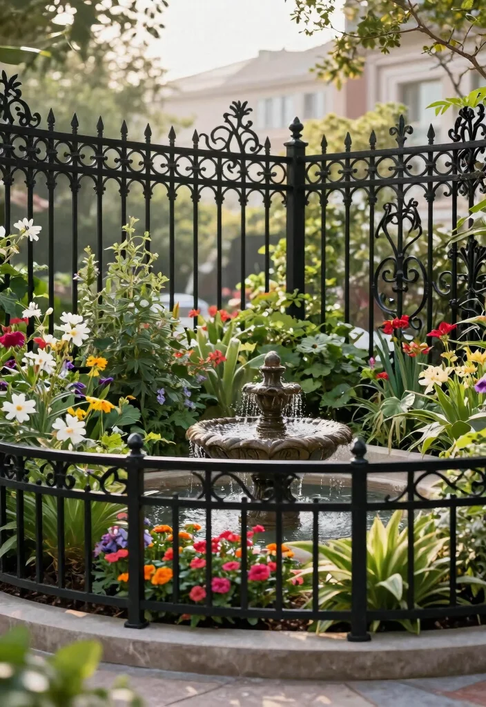 15 Metal Panel Fence Ideas That Go Up Fast and Last for Years - 12. Ornamental Metal Fencing 1