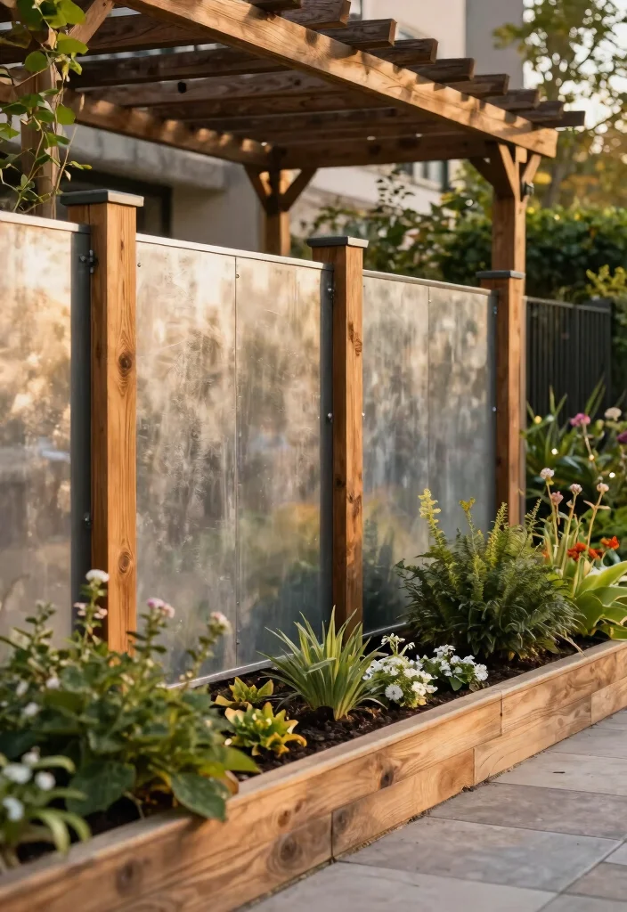 15 Metal Panel Fence Ideas That Go Up Fast and Last for Years - 5. Combining Metal with Wood 1