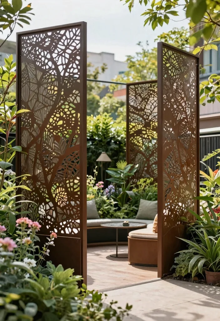 15 Metal Panel Fence Ideas That Go Up Fast and Last for Years - 8. Privacy Screens with Metal Panels 1
