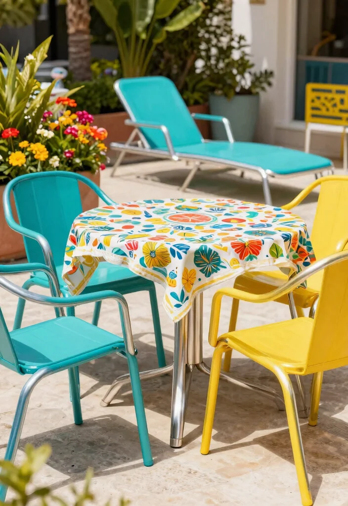 15 Metal Patio Furniture Sets That Don't Rust or Need Repainting - 11. Trendy Touch: Colorful Stainless Steel Sets 1