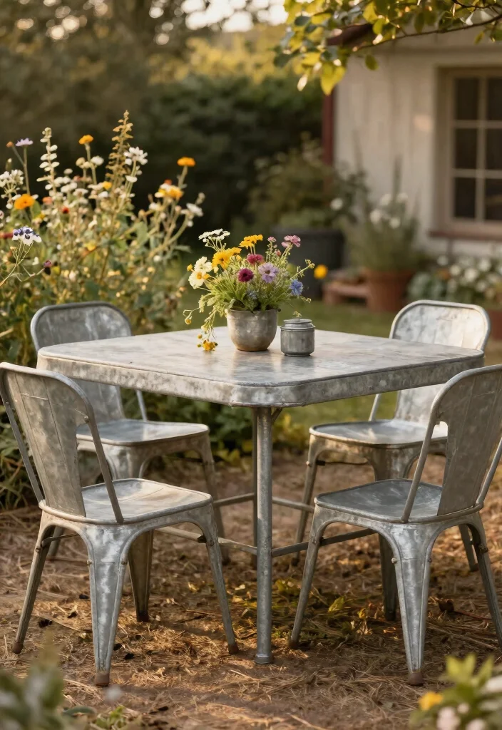 15 Metal Patio Furniture Sets That Don't Rust or Need Repainting - 12. Rustic Charm: Galvanized Metal Furniture 1
