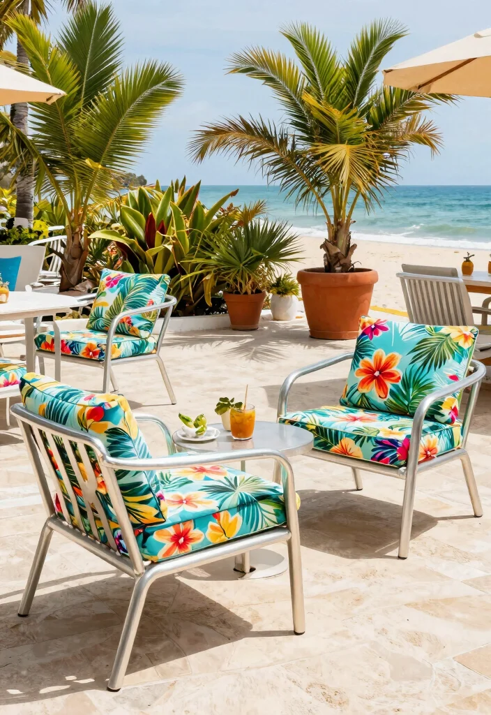 15 Metal Patio Furniture Sets That Don't Rust or Need Repainting - 13. Tropical Comfort: Aluminum & Fabric Combos 1