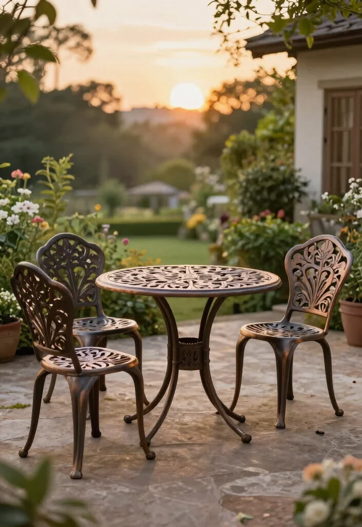 15 Metal Patio Furniture Sets That Don't Rust or Need Repainting - 2. Vintage Vibes: Cast Aluminum Elegance 1