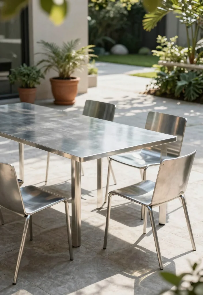 15 Metal Patio Furniture Sets That Don't Rust or Need Repainting - 3. Minimalist Marvel: Galvanized Steel Furniture 1