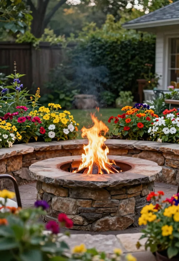 15 Simple Fire Pit Ideas for Your Backyard Without a Full Build-Out - 10. Fire Pit with Planters 1
