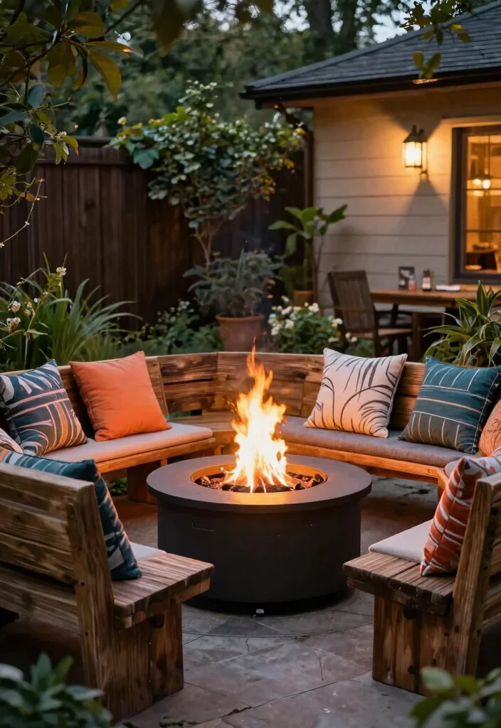 15 Simple Fire Pit Ideas for Your Backyard Without a Full Build-Out - 14. Fire Pit with Built-in Seating 1
