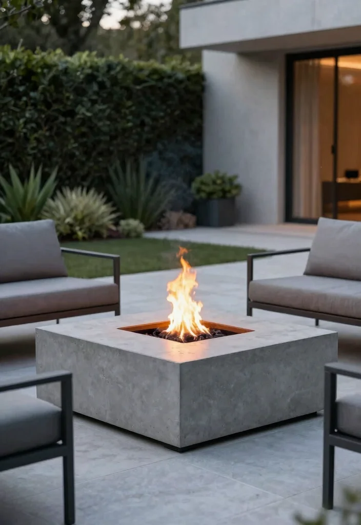 15 Simple Fire Pit Ideas for Your Backyard Without a Full Build-Out - 15. Minimalist Concrete Fire Pit 1