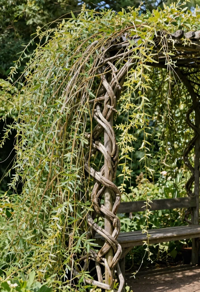 15 Trellis Fence Ideas That Add Privacy Without Blocking Light - 11. Twisted Willow Trellis 1