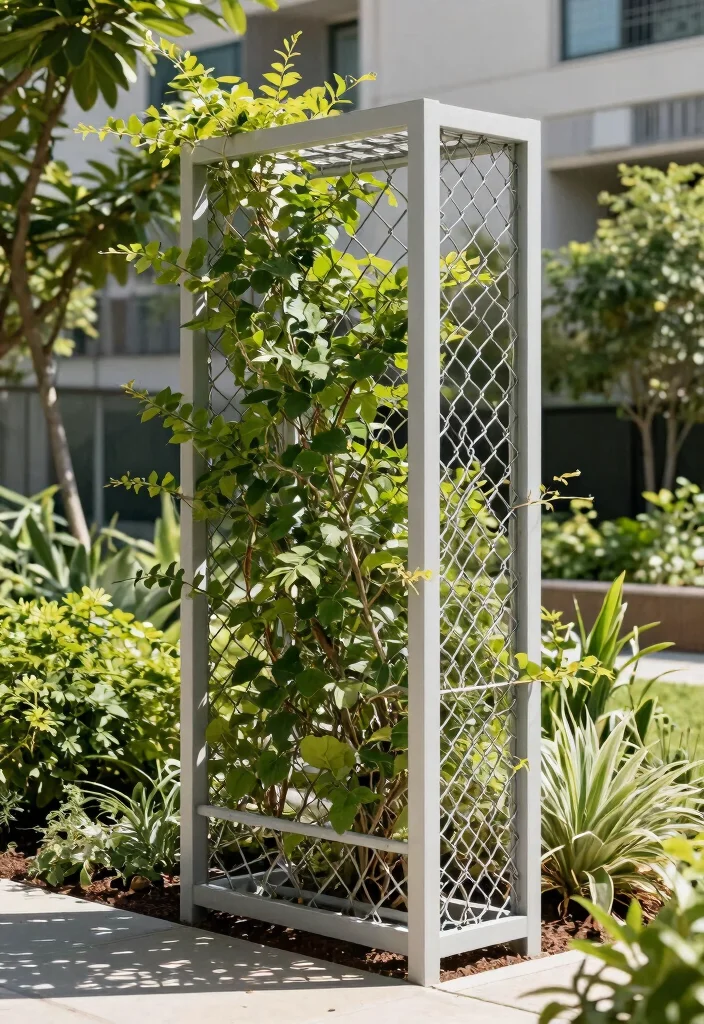 15 Trellis Fence Ideas That Add Privacy Without Blocking Light - 12. Modern Chain Link Trellis 1