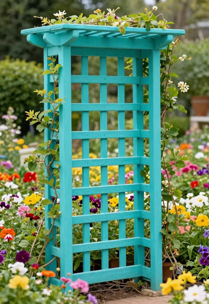 15 Trellis Fence Ideas That Add Privacy Without Blocking Light - 14. Painted Wooden Trellis 1