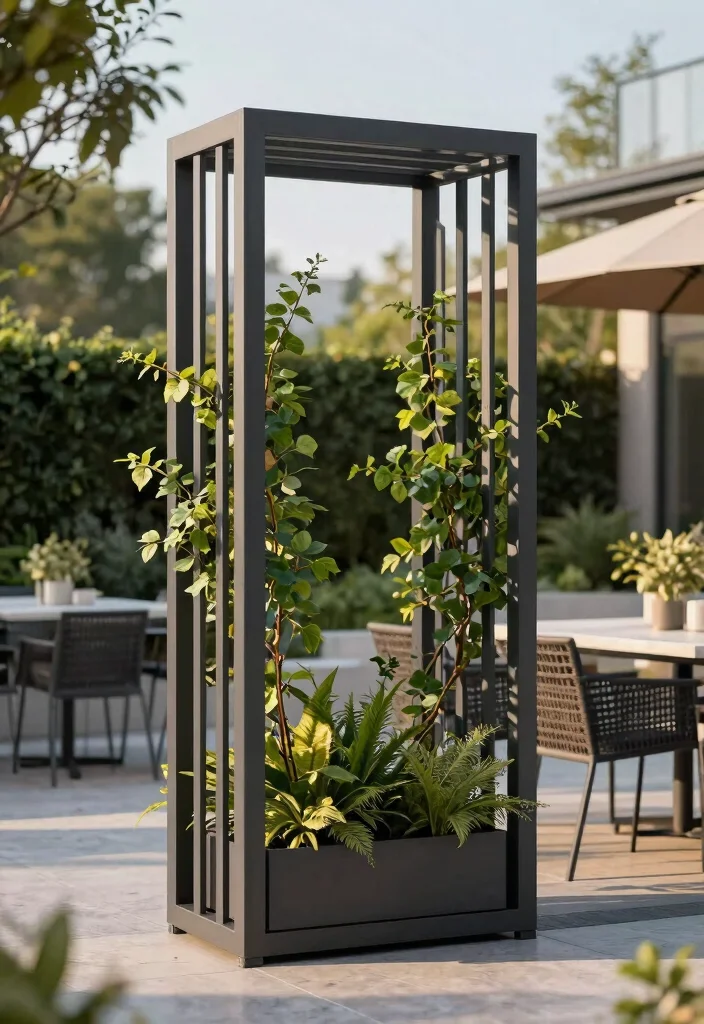 15 Trellis Fence Ideas That Add Privacy Without Blocking Light - 4. Contemporary Metal Trellis 1