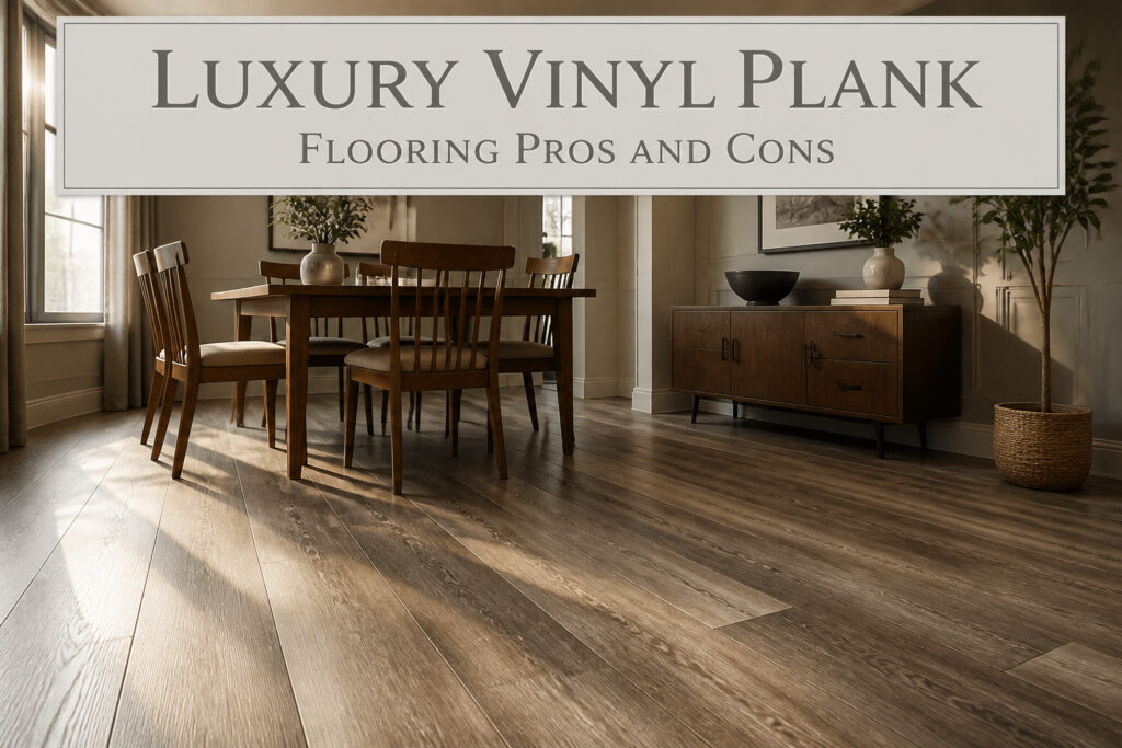 Luxury vinyl plank flooring in a modern home setting.